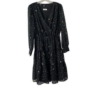 Untuckit Robin Black Dress Stars Print Galaxy Constellation Women's Small
